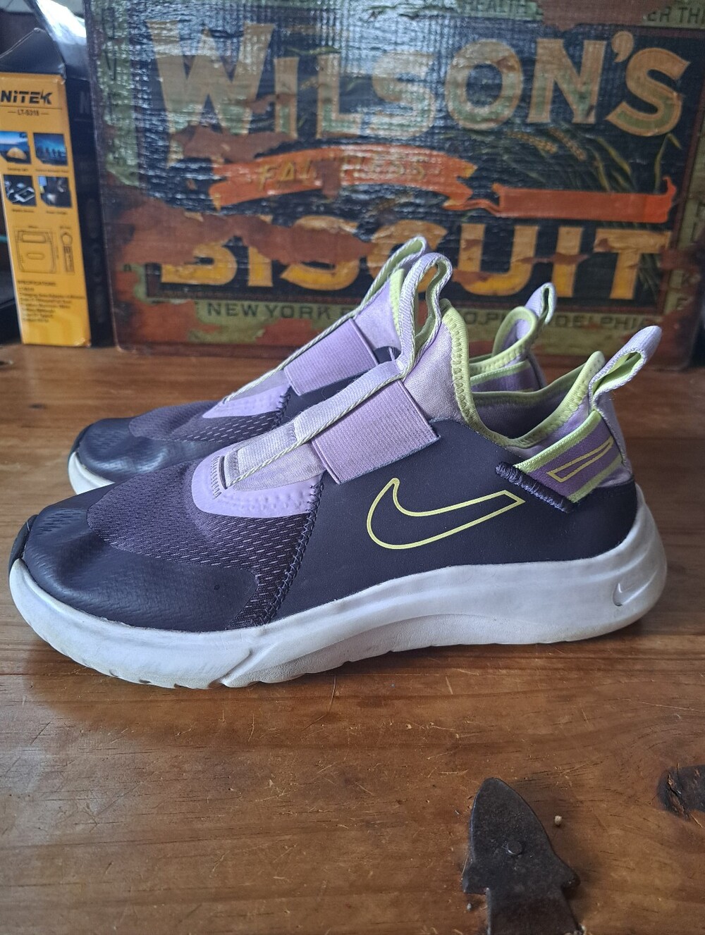 Nike Flex Plus Sneakers Kids Size 5Y Cave Purple Light Lemon Twist CW7415-501